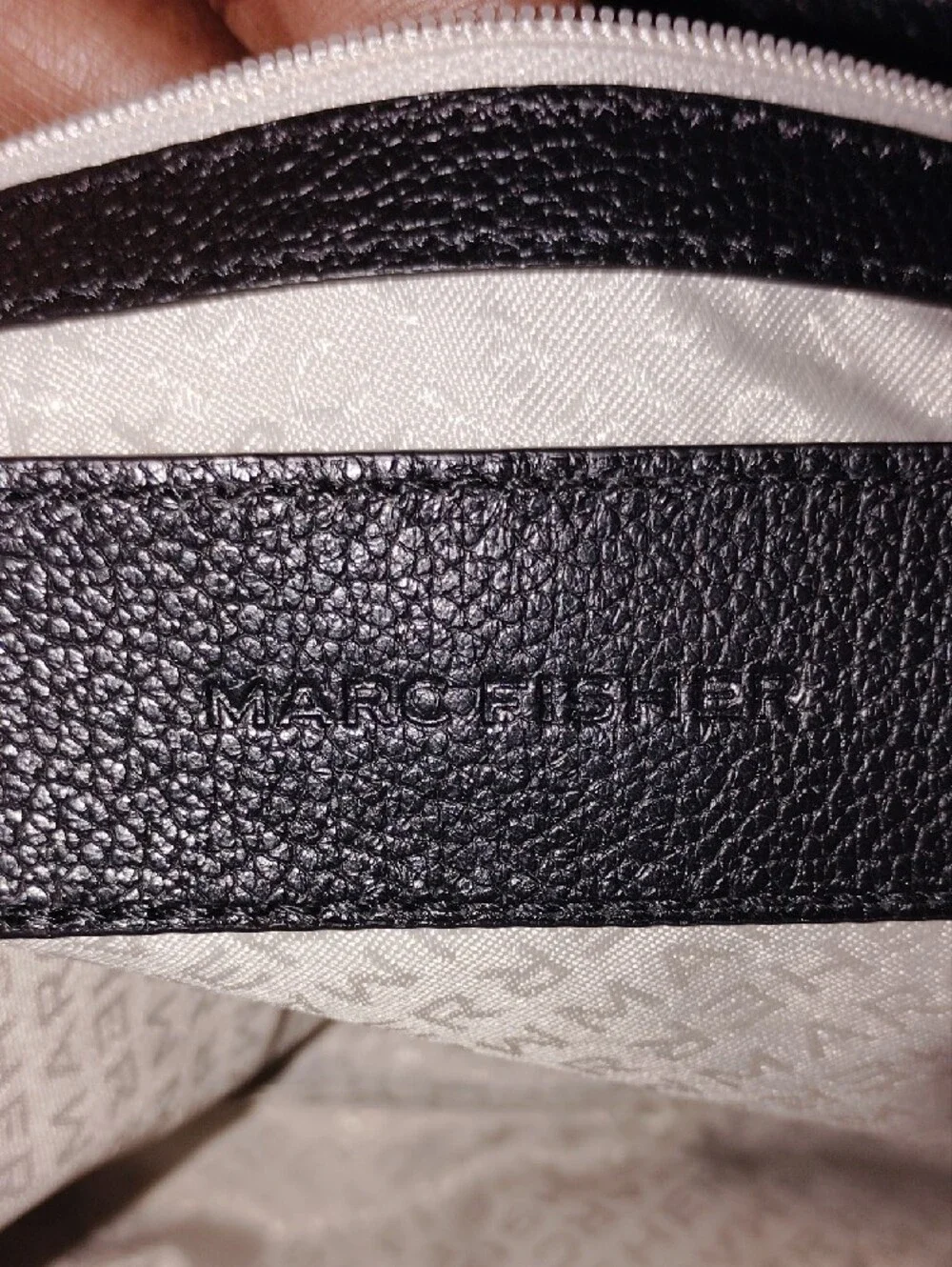 Marc Fisher,leather, Croc-Embossed Black Satchel with Gold Chain Accents